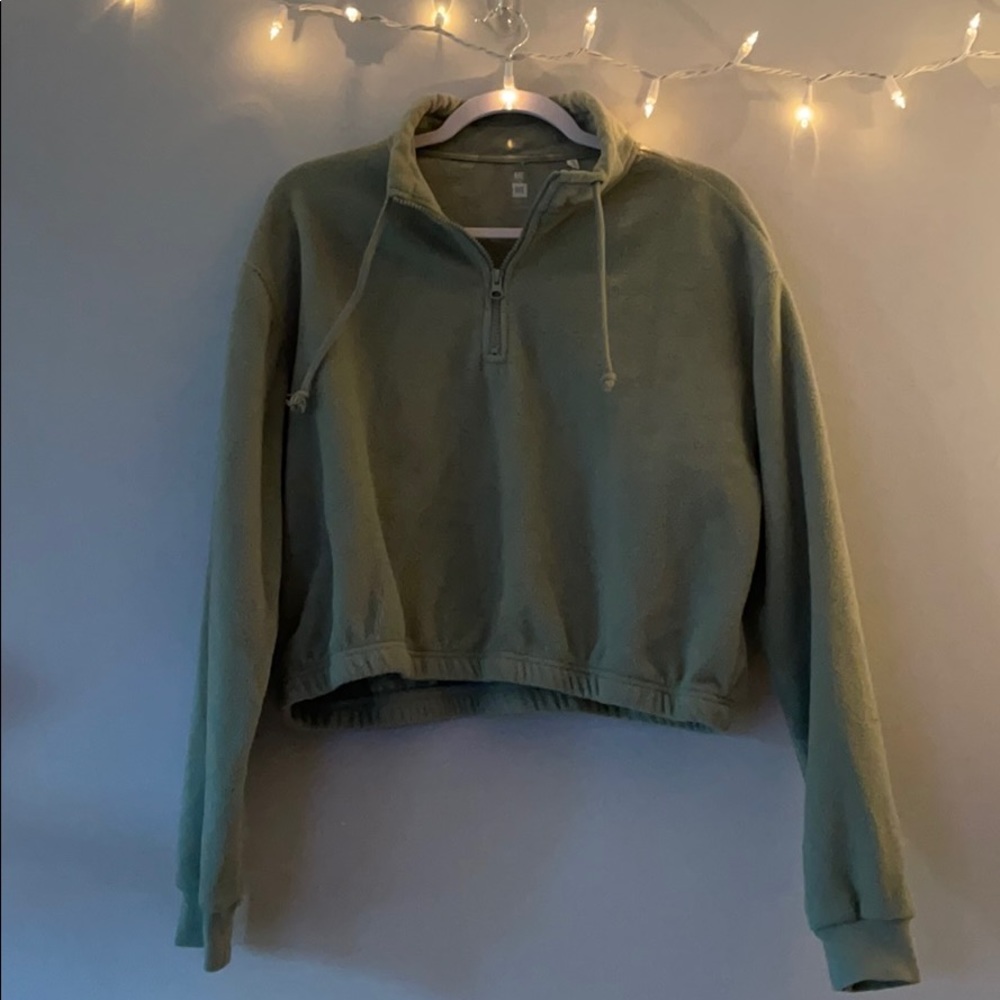 Pacsun Mint green cropped quarter zip